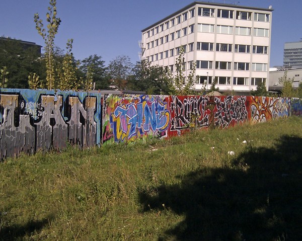 wall of graffities at Adi-Maislinger-Straße